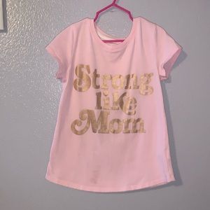 Wonder Nation Strong Like Mom light pink gold short sleeve shirt